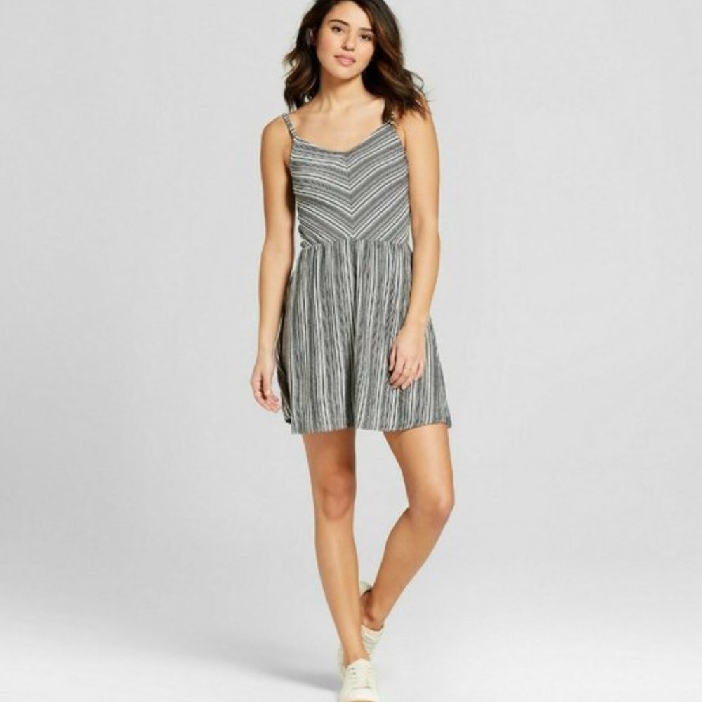 Universal Thread Striped Knit Mini Dress | Black & White | Size Medium